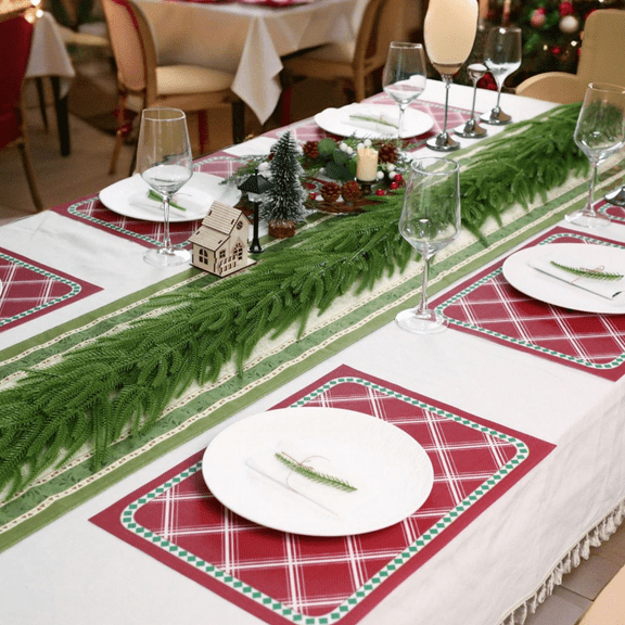 9 FT Christmas Norfolk Pine Garlands, Real Touch Realistic Artificial Christmas Garland, Artificial Greenery Garland for Christmas Table Wall Fireplace Mantle Indoor Outdoor Decorations