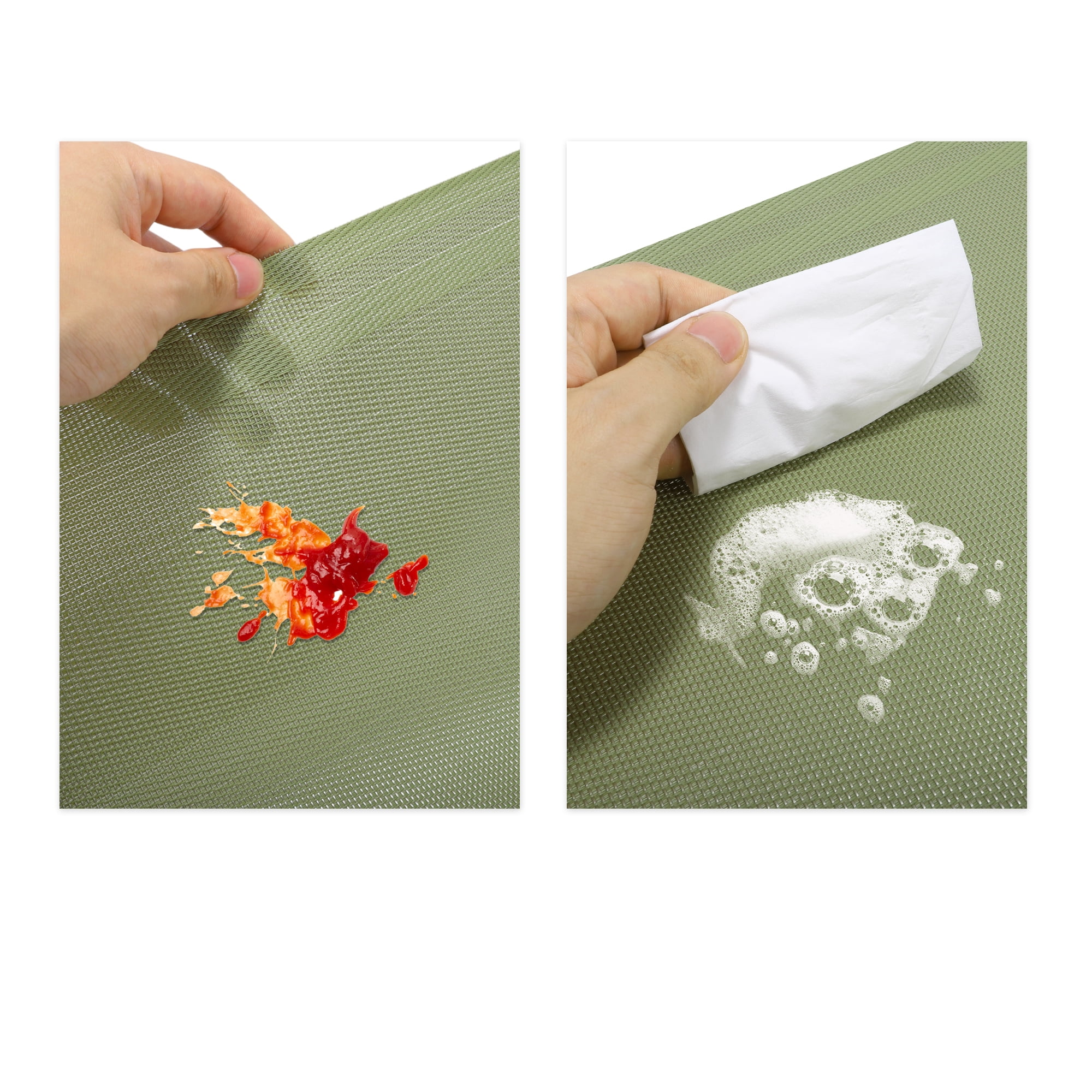 Unique Bargains 4 Pcs Double Frame Placemats PET Place Mats for Kitchen Dining Green