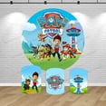 thumbnail image 2 of Fondo de fiesta con temática de la Patrulla Canina, fondo redondo para cumpleaños de niños, suministros para cachorros, decoración de cubierta cilíndrica para baby shower, pancarta y póster, 2 of 4
