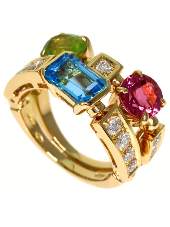 Pre-Owned Bulgari Allegra Multi-Stone Diamond Ring, 18K Yellow Gold, Women's BVLGARI