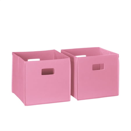 RiverRidge Kids 2pc Fabric Collapsible Storage Cube Organizers with Handles for Playroom Organization - Pink