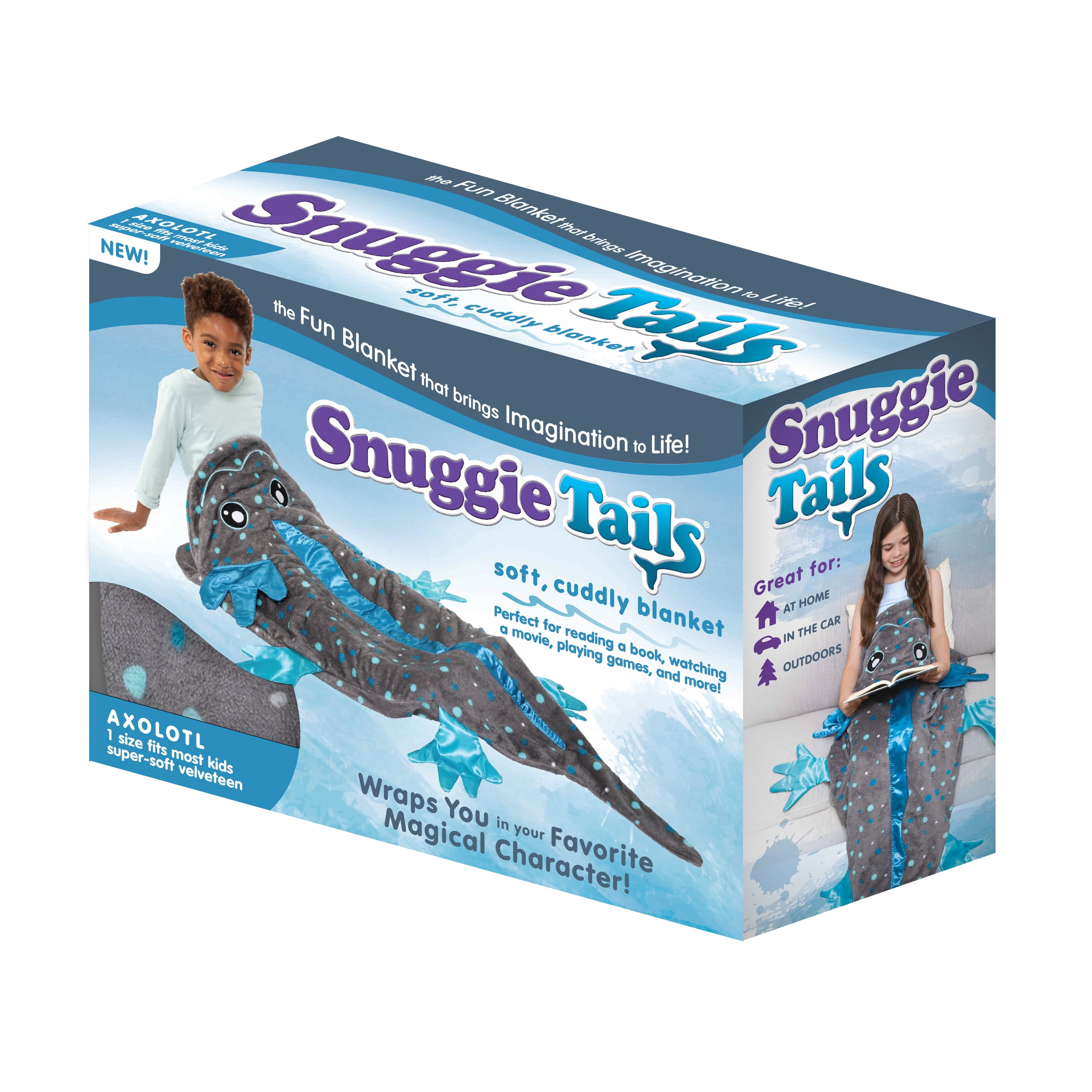 Snuggie Tails, The Original Wearable Blanket with Sleeves, Super Soft Throw Fleece, Axolotl, Ages 5+