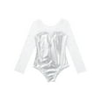 thumbnail image 3 of ZDHoor Kids Girls Long Sleeve Metallic Ballerina Leotard Sparkly Rhinestone Tulle Ballet Gymnastics Leotard Silver 6, 3 of 7
