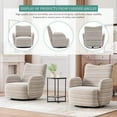 thumbnail image 6 of 30" Swivel Accent Chair with  with Sand-rimmed Fabric and Metal Bracket, Comfy Armrest Swivel Chair, 360° Swivel Leisure Chair for Living Room Bedroom Small Spaces, Khaki, 6 of 9