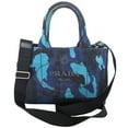 thumbnail image 1 of Pre-Owned PRADA handbag shoulder bag canapa canvas navy black blue silver ladies... (Good), 1 of 5