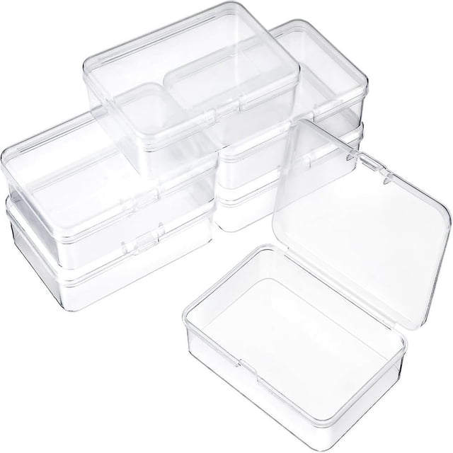 CUITING 2 Pcs Small Plastic Storage Containers Box Small Clear Plastic Containers with Lids Transparent Organizers and Storage Box for Bead Nail Jewelry DIY Crafts and Small Items