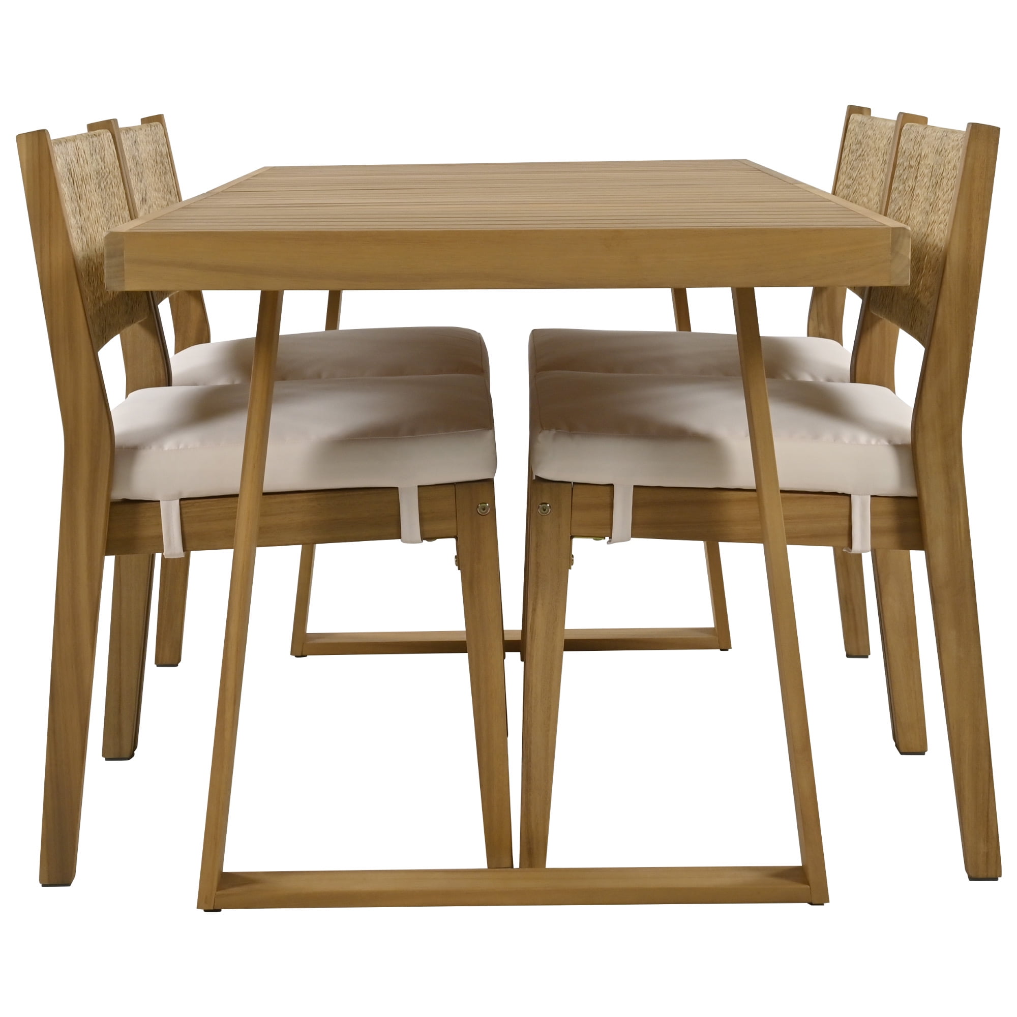 Harper & Bright Designs Patio Outdoor Acacia Wood Dining Set for 4, 5 Pieces All Weather Farmhouse Dining Furniture Set with Table and 4 Chair for Outdoor Garden Porch, Beige