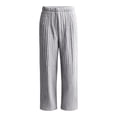 thumbnail image 6 of Njagoc3 Pants for Women | High Waist Drawstring Wide Leg Trousers with Ribbed Detail | Relaxed Loose Fit for Fall Casual Daily Wear & Relaxed Activities，Gray，M, 6 of 6