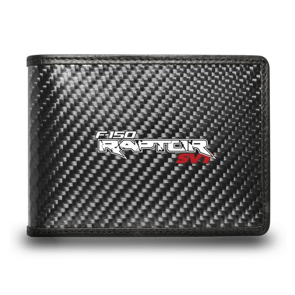 Ford F-150 Raptor SVT Black Real Carbon Fiber Leather RFID Block Bi-fold Wallet