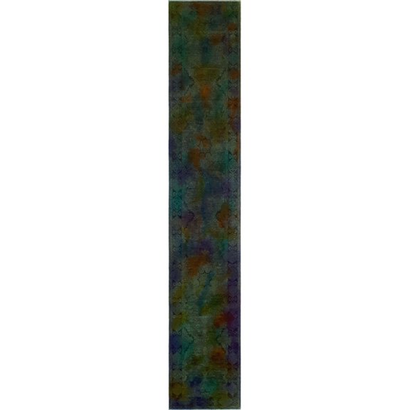 Overdyed Atenaida Blue/Purple Runner, 2'8" x 15'5"
