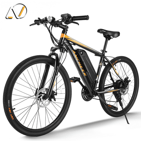 Ancheer 26 In. 350W Electric Mountain Bike, 21 Speed E-Bike for Adults Commuter Bicycle with 36V 10.4Ah Removable Battery, 20MPH Dirt Riding Cruiser