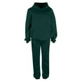 thumbnail image 2 of YOIAVAIOY Women's Hoodie Tracksuit Kangaroo Pocket Hooded Sweatshirt and Jogger Sweatpants Sets Athletic Gym Sweatsuit Fleece Track Sets Solid Casual Sports Outfits Green L, 2 of 3