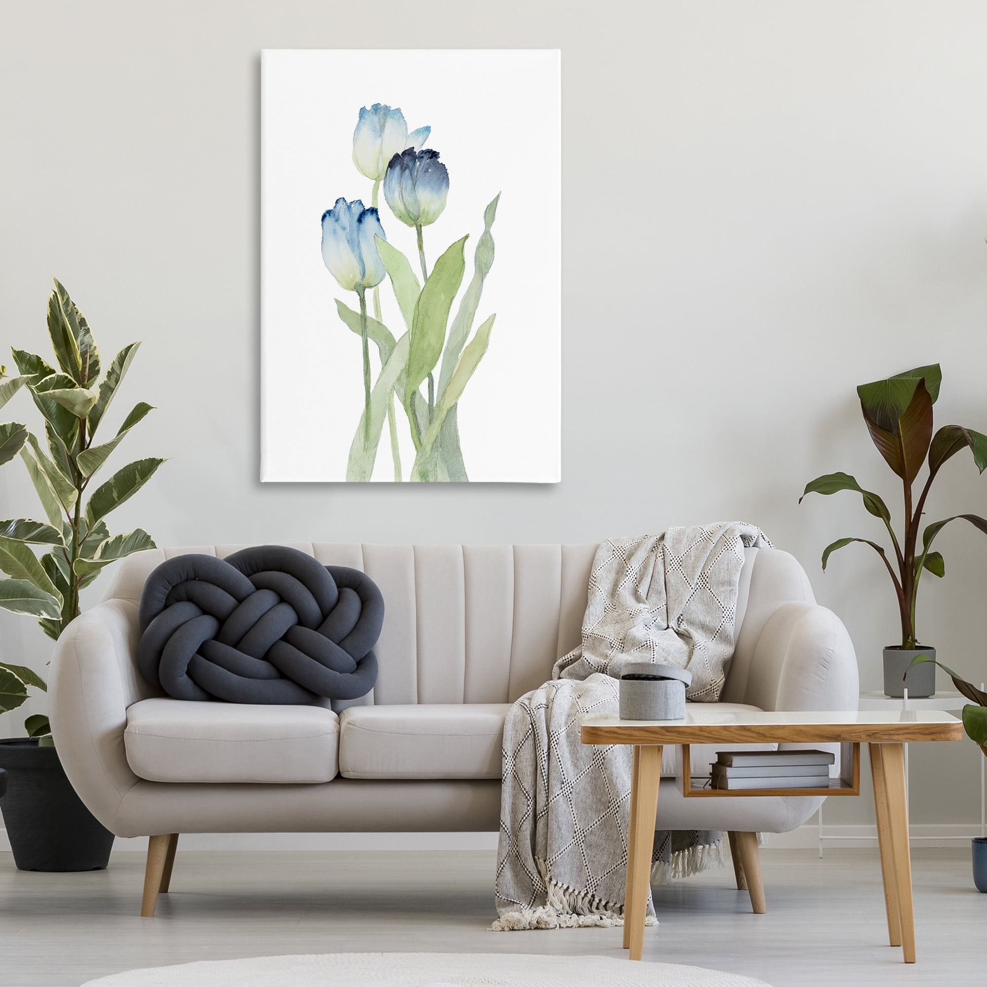 Stupell Industries Blue Garden Tulips Botanical & Floral Painting Gallery Wrapped Canvas Art Print Wall Art, 30 x 45