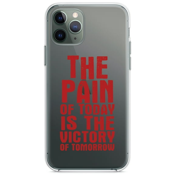 DistinctInk Clear Shockproof Hybrid Case for iPhone 12 / 12 PRO (6.1" Screen) - TPU Bumper Acrylic Back Tempered Glass Screen Protector - The Pain of Today is the Victory of Tomorrow