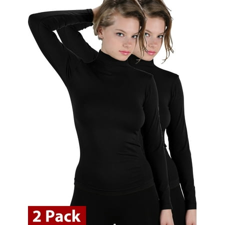 2 Pack Basic Seamless Mock Neck Turtleneck Long Sleeve