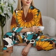 thumbnail image 6 of Fotbe Vintage Sunflowes Pattern Long Sleeve Pajama Set for Women,Sleepwear Set,2-piece Loungewear Set,Soft PJs Comfy Nightwear with Pockets -XX-Large, 6 of 7