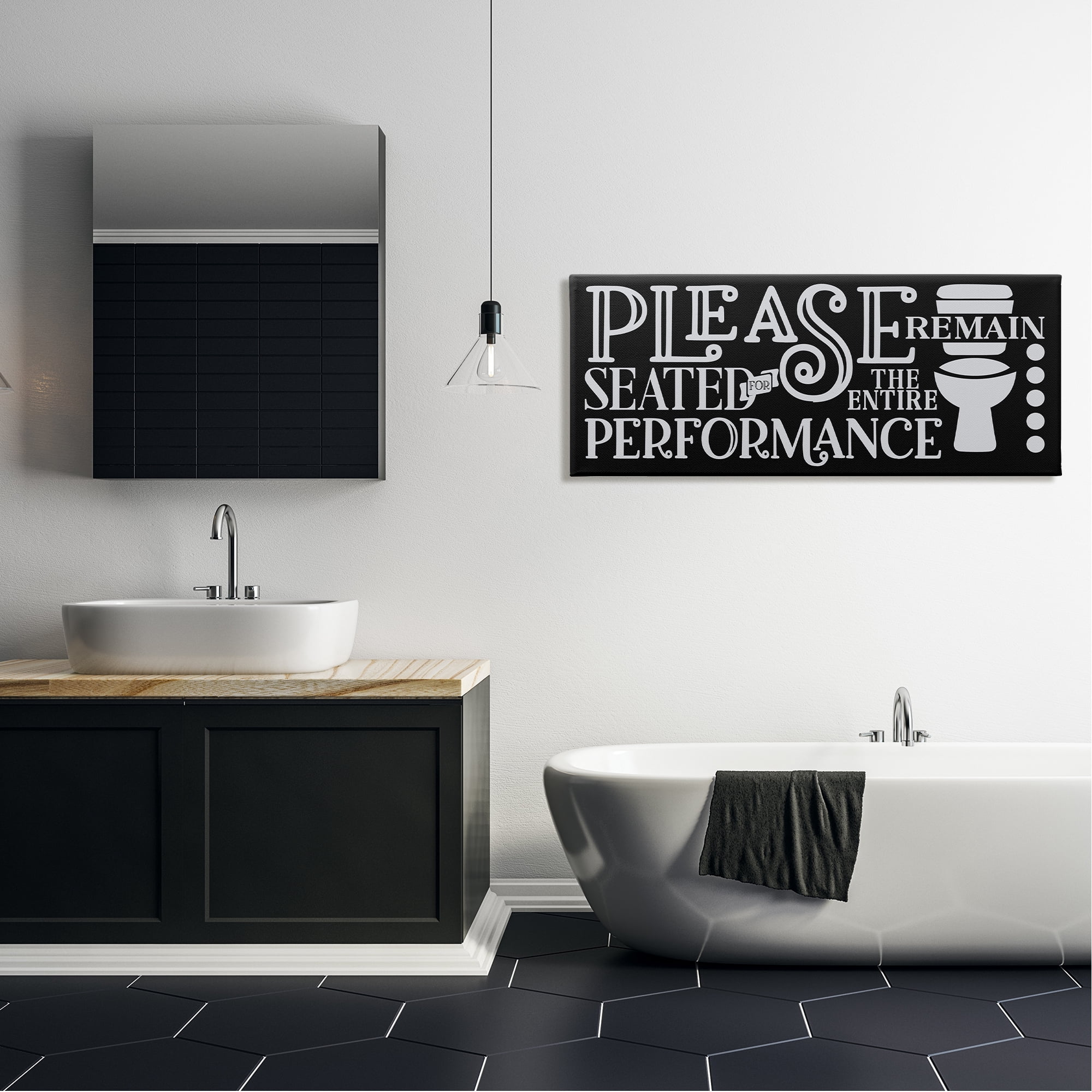 Stupell Industries Please Remain Seated Phrase Typography Painting Gallery Wrapped Canvas Print Wall Art, 48 x 20