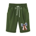 thumbnail image 2 of BRGZLK Independence Day Shorts for Women Summer Patriots Printed Elastic Waist Casual Half Shorts Pants with Pockets Army Green M, 2 of 3