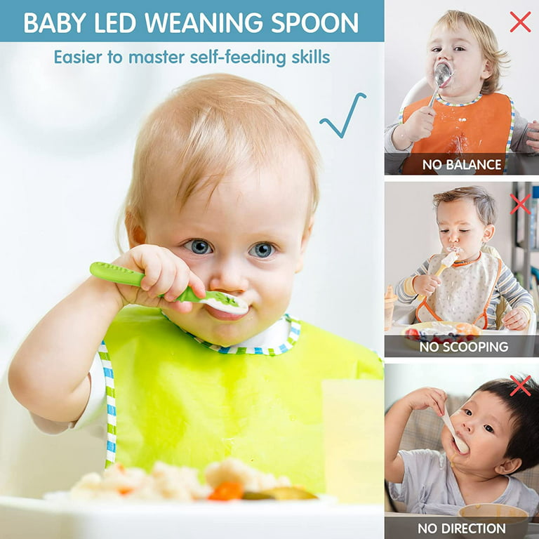 4 Pcs Silicone Baby Spoons First Stage Baby Feeding Spoon Infant Spoons Baby  Led Weaning Spoons Baby Teething Spoon for Training 6 Months Baby Self  Feeding 