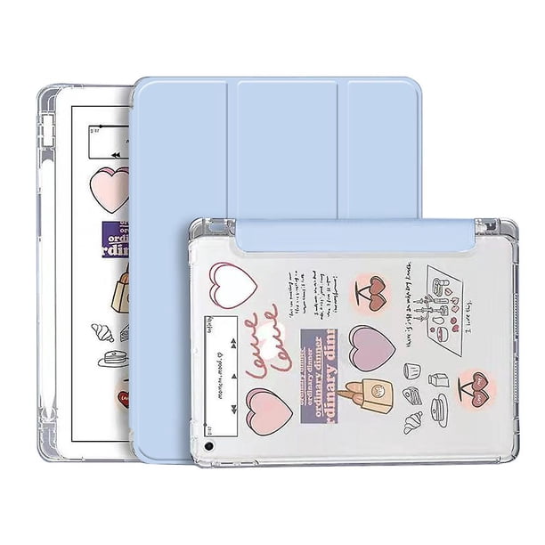 Funda compatible con iPad 10.2 iPad 2021/2020/2019, funda transparente de 0.2 pulgadas, función de reposo/activación automática