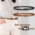 thumbnail image 3 of Timarkment 2 pcs Belts for Women with Gold Pin Buckle Skinny Brown and Black Leather Women Belts for Jeans Dresses, 3 of 9