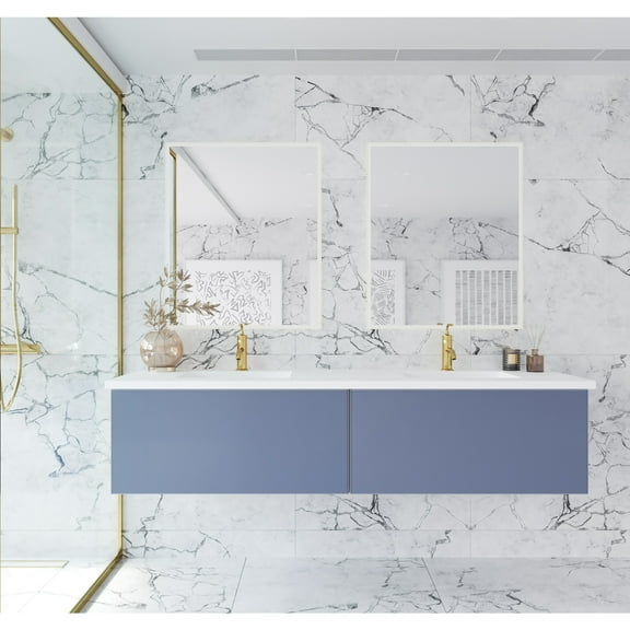 Laviva 313VTR-72DNB-MW 72" Nautical Blue Double Vanity with VIVA Stone Top