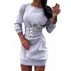 thumbnail image 1 of Gibobby Vestidos de sueter para mujer Casual Color Sólido Manga Larga Cuello Redondo Sudadera Túnica Recortada Vestido Sexy(Gris,M), 1 of 5