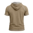 thumbnail image 5 of Yertdoel Hoodies for Men Solid Color Short Sleeve Drawstring Hooded Sweatshirt Fall Comfy Breathable Workout Fitness Casual Tops, 5 of 6