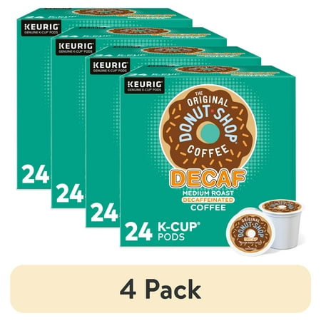 (4 pack) The Original Donut Shop Decaf K-Cup Coffee Pods, Medium Roast, 24 Count for Keurig Brewers