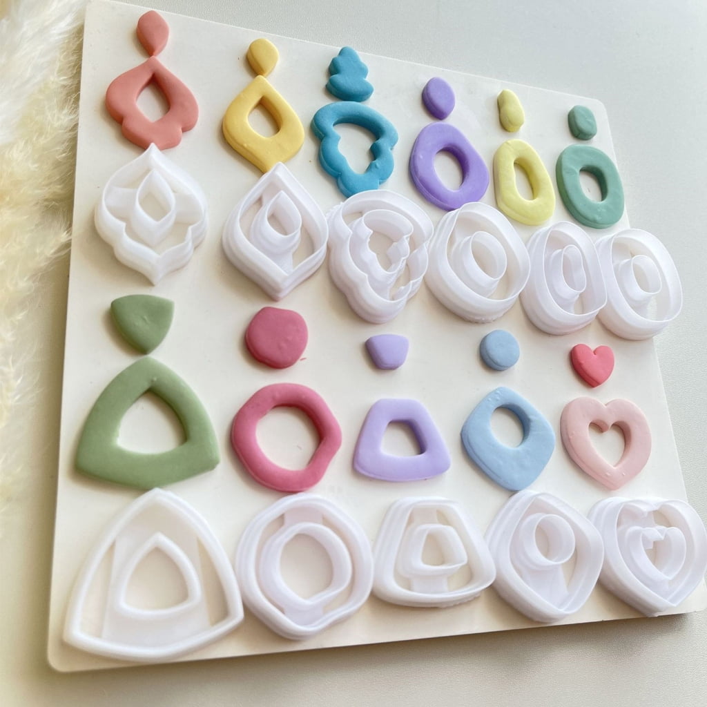 lanema 11pcs Soft Clay Molds for Earrings Irregular Geometric Patterns Mould for Ear Pendant Stylish Jewelry Making Supplies