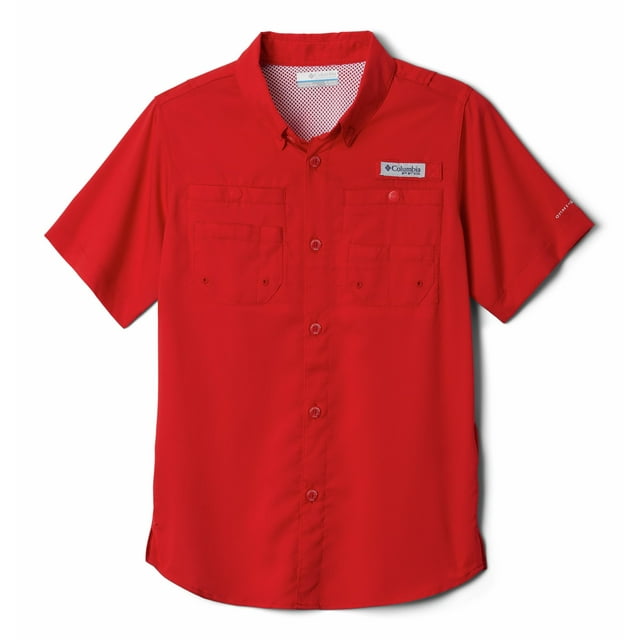 Camisa Columbia PFG Tamiami de manga corta para niños, color rojo Spark XS