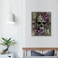 thumbnail image 4 of COMIO Skull Art Wall Decor Purple Sugar Skull Canvas Picture Skeleton and Rose Painting Gothic Theme Bedroom Bathroom Decoration, 4 of 5
