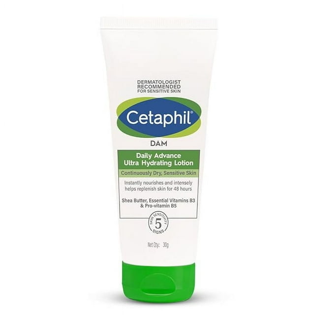 Cetaphil Dam Daily Advance Ultra Hydrating Lotion For Dry, Sensitive Skin| 30 G| Moisturizer With Shea Butter| Non-