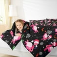 thumbnail image 4 of Manfei Kawaii Flamingo Queen Comforter Set for Kids, Black Pink Cartoon Bedding Sets, Merry Christmas Reversible Lightweight Room Decor, 3-Piece, 4 of 8