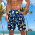 thumbnail image 5 of Chiccall Mens Hawaiian Shorts Topical Beach Graphic Lightweight Swim Trunks Big Summer Elastic Waist Drawstring Shorts with Pockets XL Blue, 5 of 5