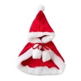 thumbnail image 2 of Pet Santa Cape Christmas Pet Hooded Cloak with Pom Poms White Soft Adjustable Pet Holiday Dress Up Outfit for Small Dogs Cats Xmas Photo Party L, 2 of 6