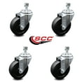 thumbnail image 2 of 4 Inch Soft Rubber Wheel Swivel 12mm Threaded Stem Caster Set Service Caster, 2 of 2