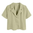 thumbnail image 4 of Yigetop Blazer for Women, Summer Short Sleeved Women's Shirt Lapel Pullover Double Pocket Loose Shirt Short Sleeve Blazers for Women Green L, 4 of 4