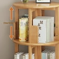 thumbnail image 4 of Miumaeov Bedside 360° Rotating Bookshelf 2 Tier Bamboo Bookshelf Bookcase with Drawer and Wheels Book Storage Organizer for Bedroom Living Room, 4 of 15