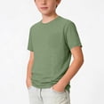 thumbnail image 2 of WAVSUF Boys Short Sleeve T-Shirt Crew Neck with Pocket Short Sleeve Casual Summer Comfort Tee Green Size 10, 2 of 8