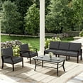 thumbnail image 5 of ALAULM 5-Seat Aluminum Patio Furniture Set, Outdoor Patio Conversation Set with Rectangular Metal Coffee Table and 5.1" Cushions for Patio Backyard Poolside，Black, 5 of 6