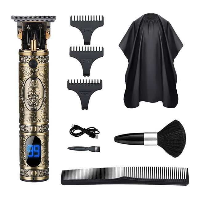 4pcs/set Hair Cutting Kit Electric Clippers LCD Digital Display Home