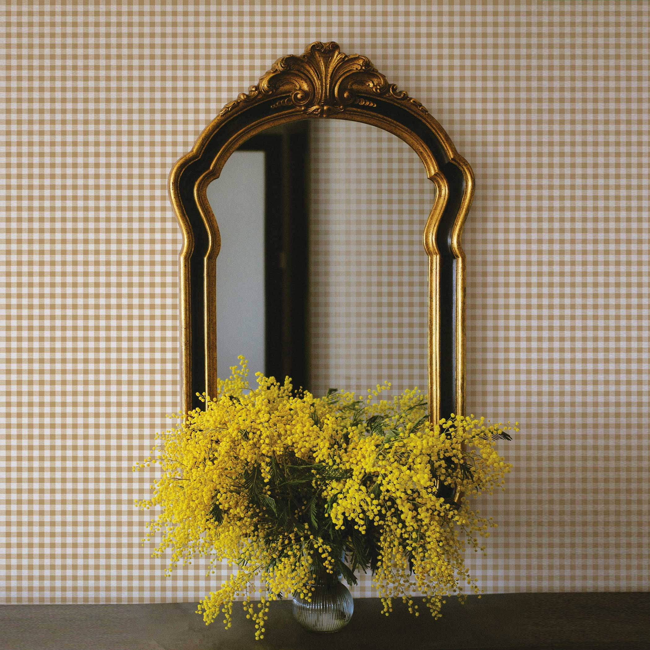Tempaper Gingham Check Golden Saffron Removable Peel and Stick Wallpaper, 20.5" x 16.5'