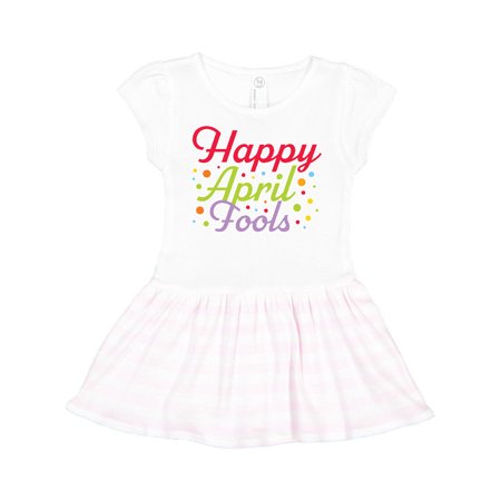 

Inktastic Happy April Fools with Colorful Dots Gift Toddler Girl Dress