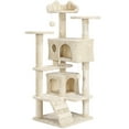 thumbnail image 2 of Alden Design 54.5" H Double Condo Cat Tree with Scratching Post Tower, Beige, 2 of 14