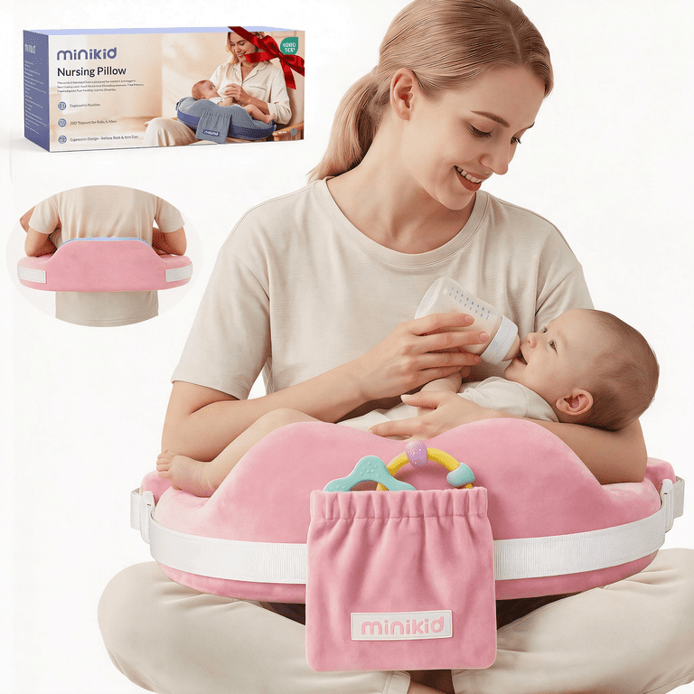 Vipuse Minikid Nursing Pillow, 60D Memory Foam Pink photo 1
