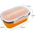 thumbnail image 2 of Silicone Lunch Container Bento Box, Collapsible Food Storage Containers with Airtight Lids and 2in1 Fork, Reusable Food Containers for Travel,Camping and RV, Food Grade 1000ml Microwave Container, 2 of 3