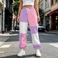 thumbnail image 6 of Nmnitkp Women's Color Block Joggers Sweatpants with Pockets Drawstring Elastic Waist Loose Fleece Winter Athletic Pants for Workout Lounge Casual Daily Wear Pink,S, 6 of 6