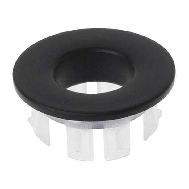 Cubierta de desbordamiento para fregadero, cubierta de orificio para anillos de desbordamiento, tapa circular de repuesto para lavabo de baño, cocina, Negro mayimx Cubierta de desbordamiento del fregadero