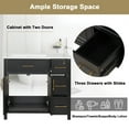 thumbnail image 4 of Euroco Left Side Ceramic Sink Bathroom Vanity with Solid Wood Cabinet, 3 Drawers and 2 Doors, Painted Finish, Gold Handles, 8-Inch Faucet Compatible, 4 of 9